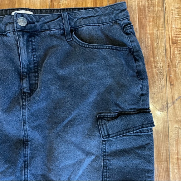 AVA & VIV Women’s Black Distressed Denim Jean Cargo Slim Skirt Size 17 - Picture 7 of 12